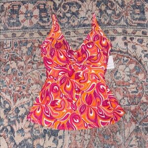 Sunsets Flamingo Paradise Sandbar Rib Forever Tankini SZ 32D NWT